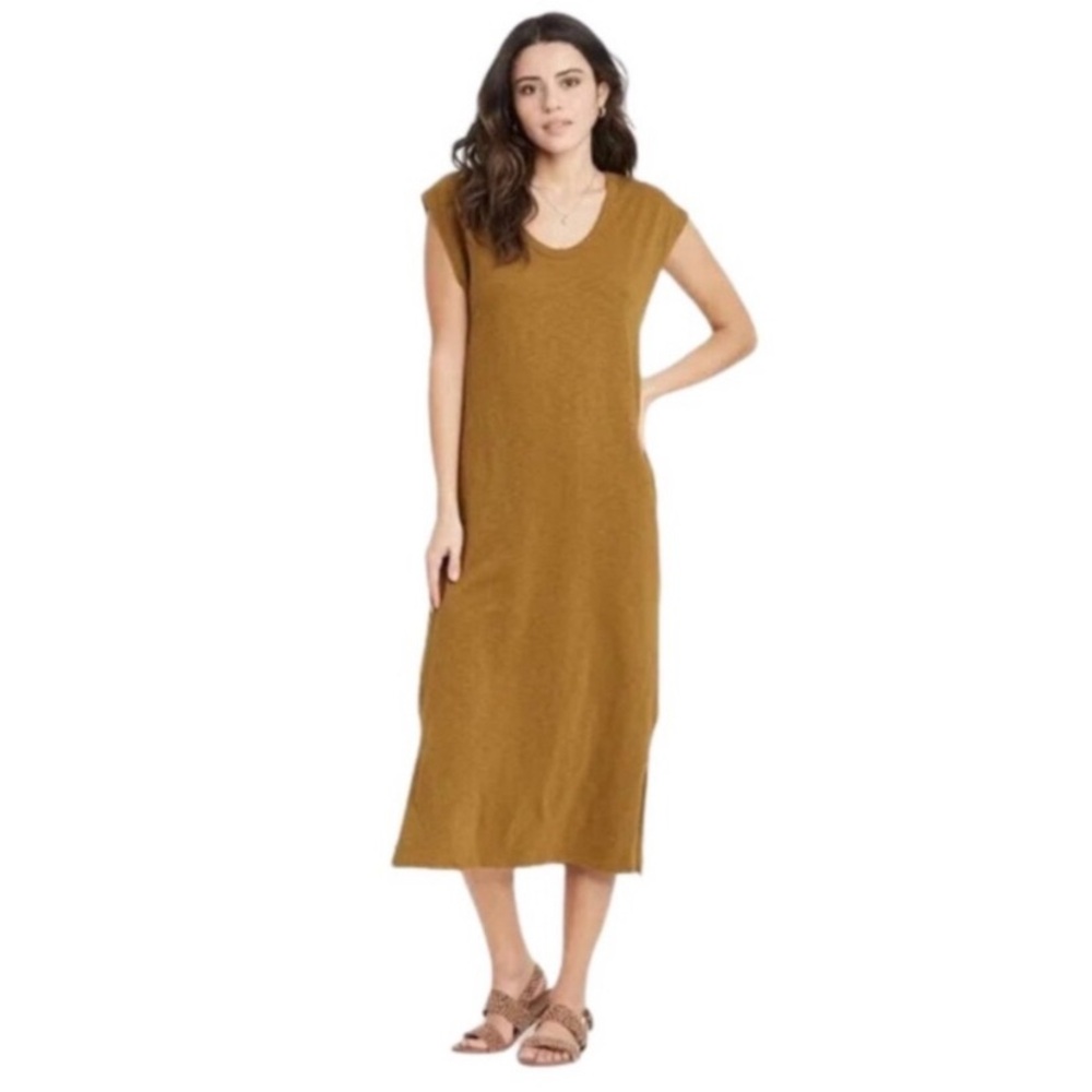 Universal Thread Midi 100% Cotton Dress Size S Gold Brown